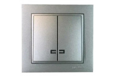 Выключатель двухклавишный с подсветкой, Mono Electric, DESPINA (антрацит) (102-242425-103)