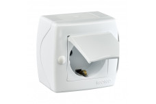 Розетка с заземлением и крышкой, Mono Electric, OCTANS IP 20 (белый) (104-010107-118)