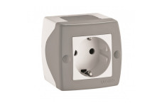 Розетка с заземлением, Mono Electric, OCTANS IP 20 (серый) (104-020007-117)