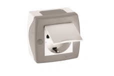 Розетка с заземлением и крышкой, Mono Electric, OCTANS IP 20 (серый) (104-020007-118)
