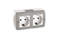 Розетка 2-я с заземлением, Mono Electric, OCTANS IP 20 (серый) (104-020007-120)