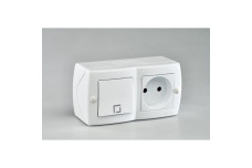 Выключатель однокл.+розетка без заземл., Mono Electric, OCTANS IP 20 (белый) (104-010101-185)