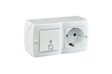 Выключатель однокл.проходной+розетка с заземлен., Mono Electric, OCTANS IP 20 (белый) (104-010101-186)