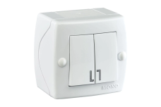 Выключатель двухклавишный, Mono Electric, OCTANS IP 20 (белый) (104-010101-102)