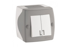 Выключатель двухклав, Mono Electric, OCTANS IP 20 (серый) (104-020001-102)