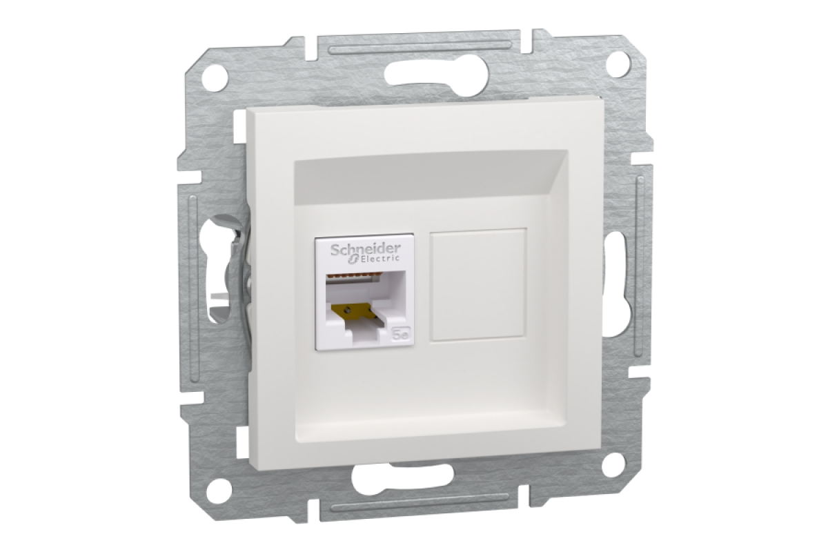 Розетка RJ45, тип UTP, категория 5E, белый, Asfora, без рамки (EPH4370121)