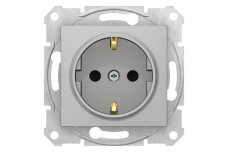 Розетка с самозажимными клеммами с заземлением без шторок Sedna Schneider Electric алюминий (SDN3001860)