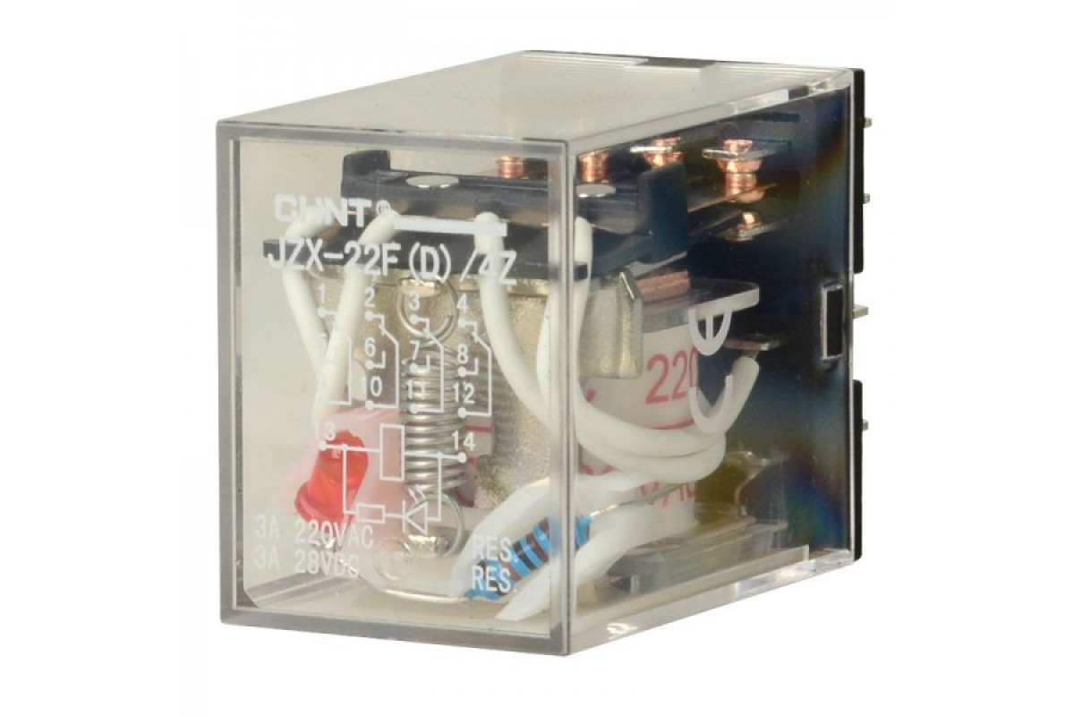 Промежуточное реле JZX-22F(D) 4 контакт с индикатором LED 3 А 24 В AC (285449)
