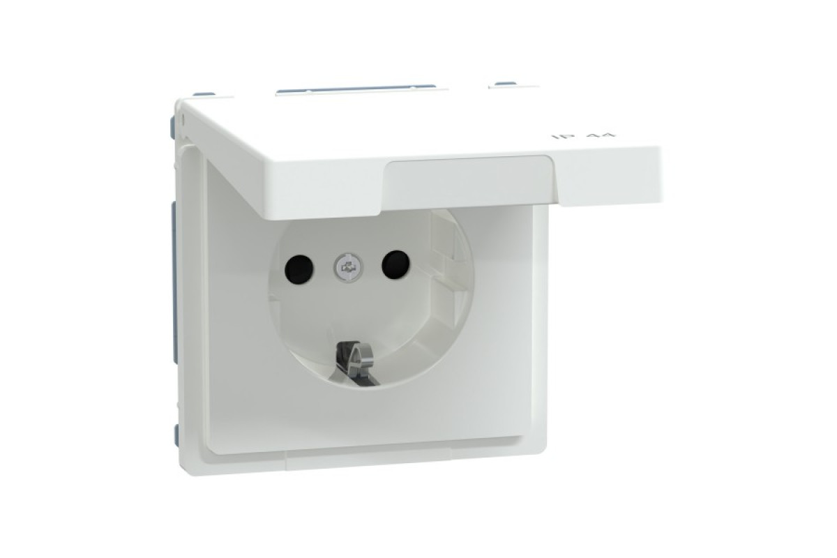 D-Life Розетка с заземлением и крышкой IP44 Белый лотос (MTN2314-6035)