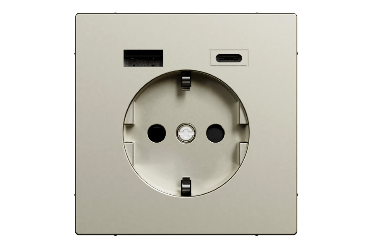 D-Life Розетка 16 A USB A+C 3 A, Никель (MTN2367-6050)