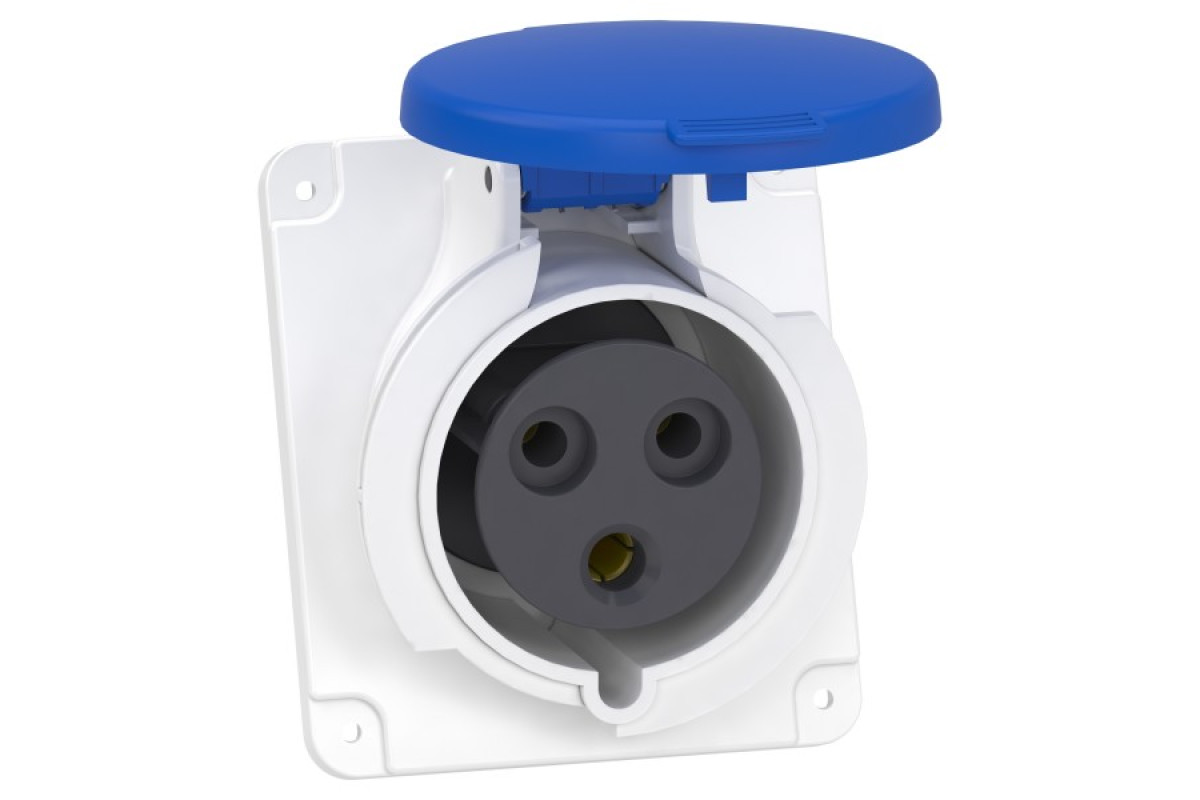 Розетка скрытой установки угловая 32А 2P+E IP44 250В (PKY32F423)
