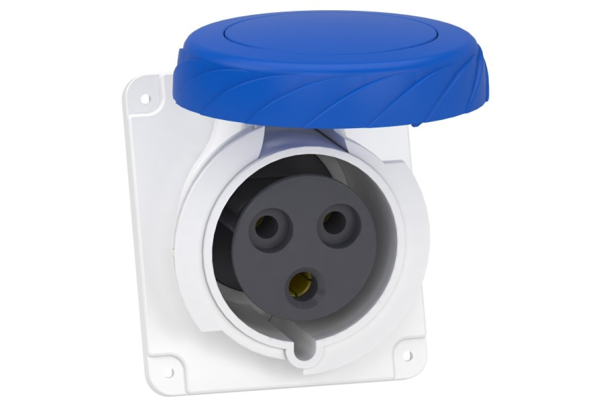 Розетка скрытой установки угловая 32А 2P+E IP67 220В (PKY32F723)
