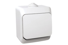 Выключатель 1-клавишный IP44 Cedar Plus, накладной монтаж, белый (WDE000510)