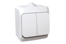 Выключатель 2-клавишный IP44 Cedar Plus, накладной монтаж, белый (WDE000550)