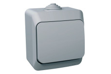 Переключатель 1-клавишный IP44 Cedar Plus, серый, накладной монтаж, (WDE000660)