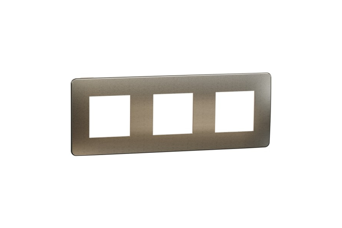 Рамка Unica Studio Metal, 3 поста, 3 x 2 модуля, бронза или беж (NU280651M)