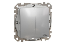 Двухклавишный выключатель IP44, 10А, Алюминий Sedna Design (SDD213105)