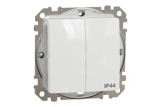 Двухклавишный выключатель IP44, 10А, Белый Sedna Design (SDD211105)