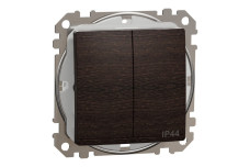 Двухклавишный выключатель IP44, 10А, Венге Sedna Elements (SDD281105)