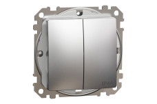 Двухклавишный выключатель IP44, 10А, Матовый алюминий Sedna Elements (SDD270105)
