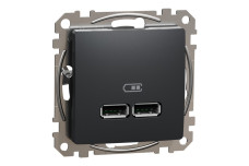 USB розетка тип A+A 2,1A Черный Sedna Design (SDD114401) | ⚡Henk