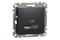USB розетка тип A+C 2,4A Черный Sedna Design (SDD114402)