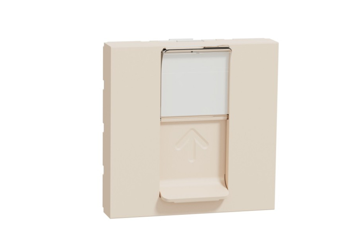 Розетка компьютерная RJ45, категория 5 STP, 2 модуля, бежевая Unica New Studio (NU341344)