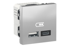 Двойная USB розетка A+C алюминий (NU301830)