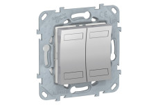 NEW UNICA - KNX Кнопочный двухклавишный выключатель, Алюминий (NU553130)