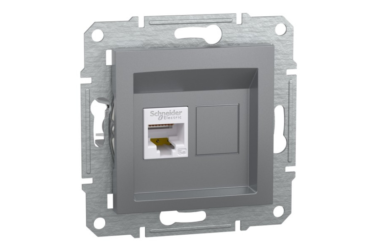 Розетка компьютерная RJ45 UTP категория 5Е Asfora Сталь (EPH4300162)
