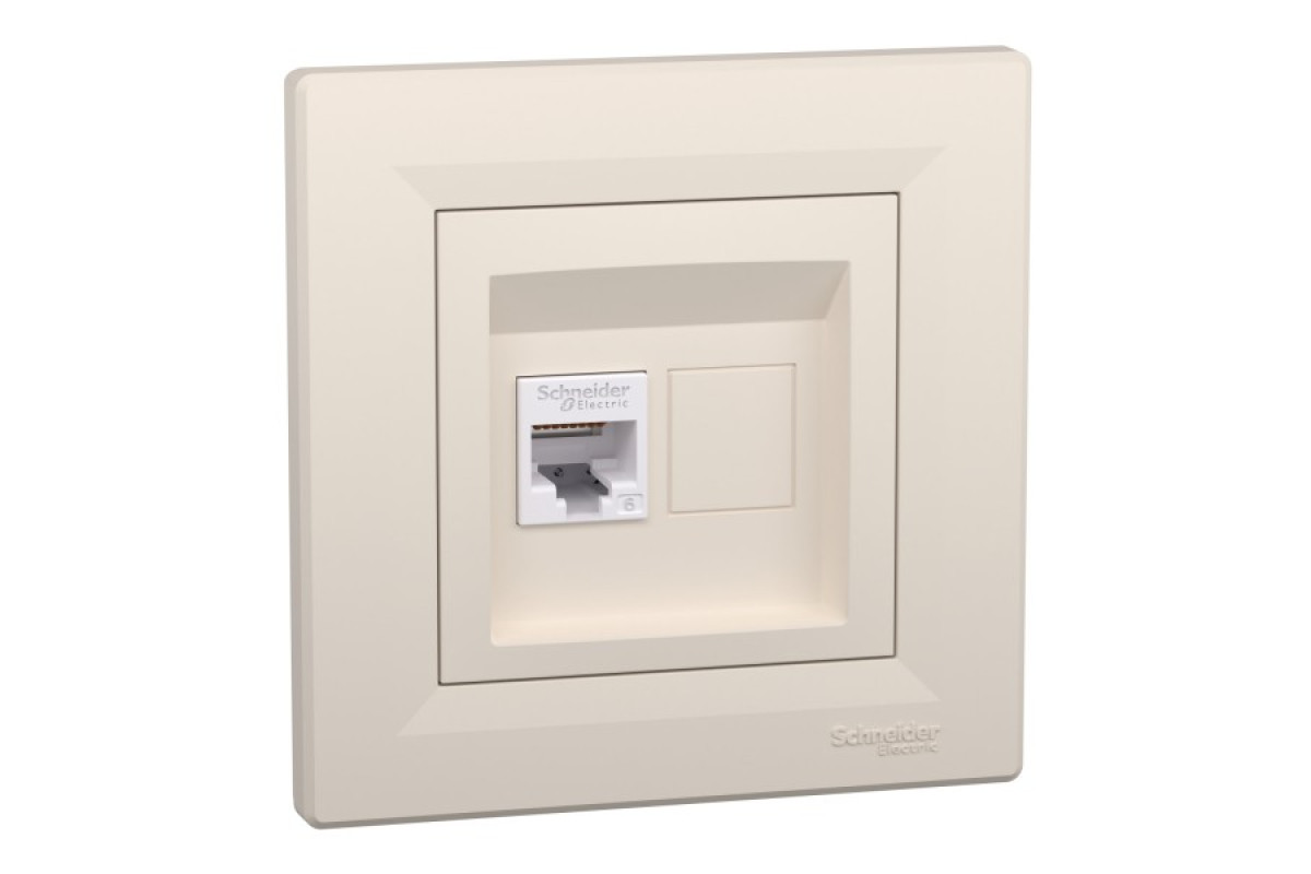 Розетка компьютерная RJ45 UTP категория 6 Крем Asfora (EPH4700123)