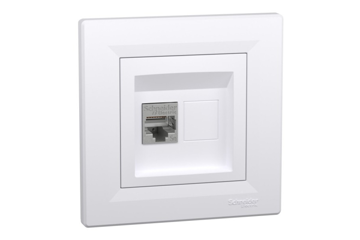 Розетка компьютерная RJ45 STP категория 5Е Белая Asfora (EPH5000121)