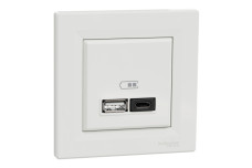 USB розетка А+С, 3 А, 45 Вт, белая (EPH2700421)