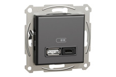 USB розетка А+С, 3 А, 45 Вт, антрацит (EPH2700471)