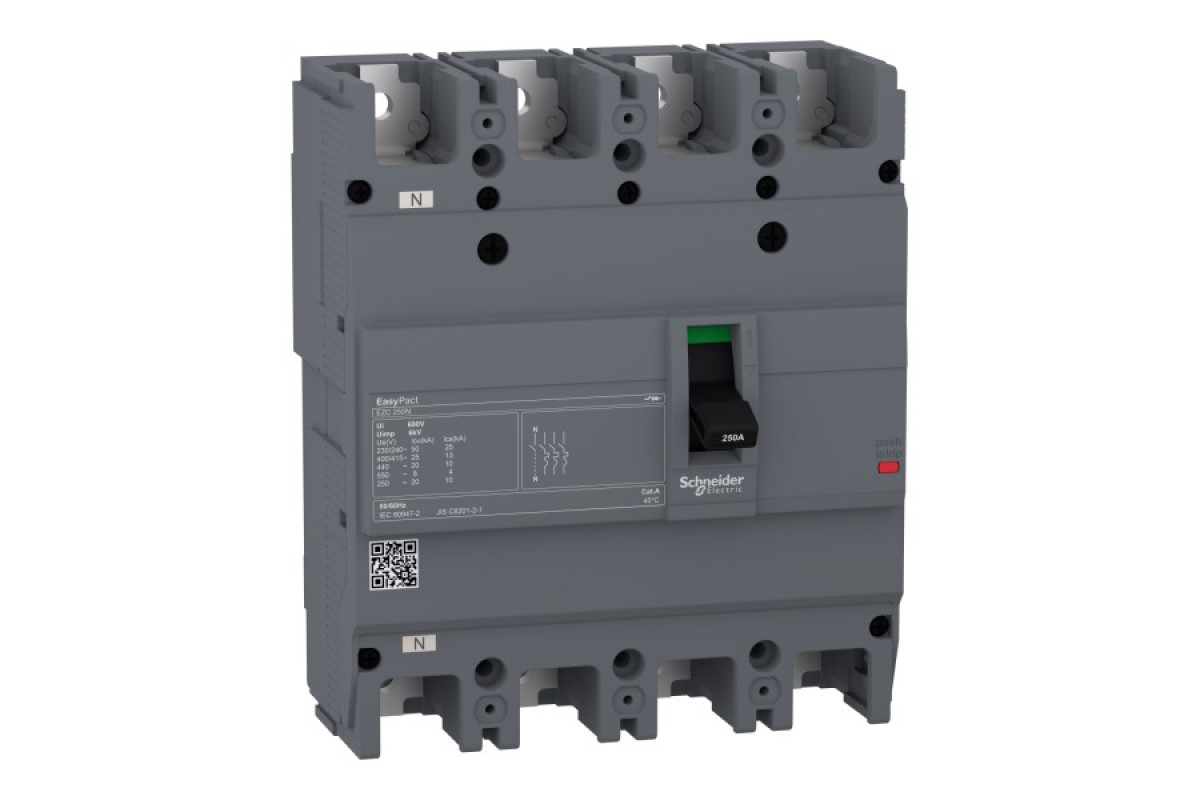 Автоматический выключатель в литом корпусе EasyPact EZC250N 4P3T 25кА 160А (EZC250N4160)