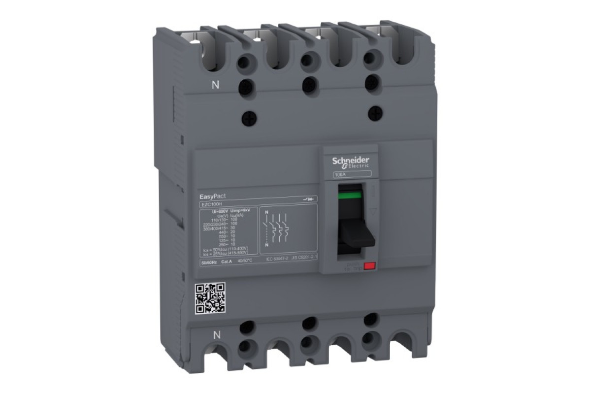 Автоматический выключатель в литом корпусе EasyPact EZC100H 4P 30кА 25А (EZC100H4025)