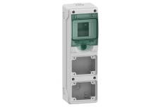 Мини щит для розетки, Mureva, 1х4 модуля, 2 отверстия 65x85мм, (Ш)98мм х(В)310мм, без клеммного блока (13176)