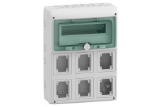Щит для розетки, Mureva, 1х12 модулей, 6 отверстий 90х100мм, (Ш)340мм х(В)460мм, без клеммного блока (13181)