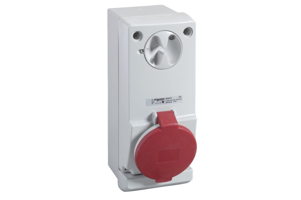 Розетка Unika с блоком - 32 A - 2P + E - 380...415 V AC - IP44 - wall (83045)