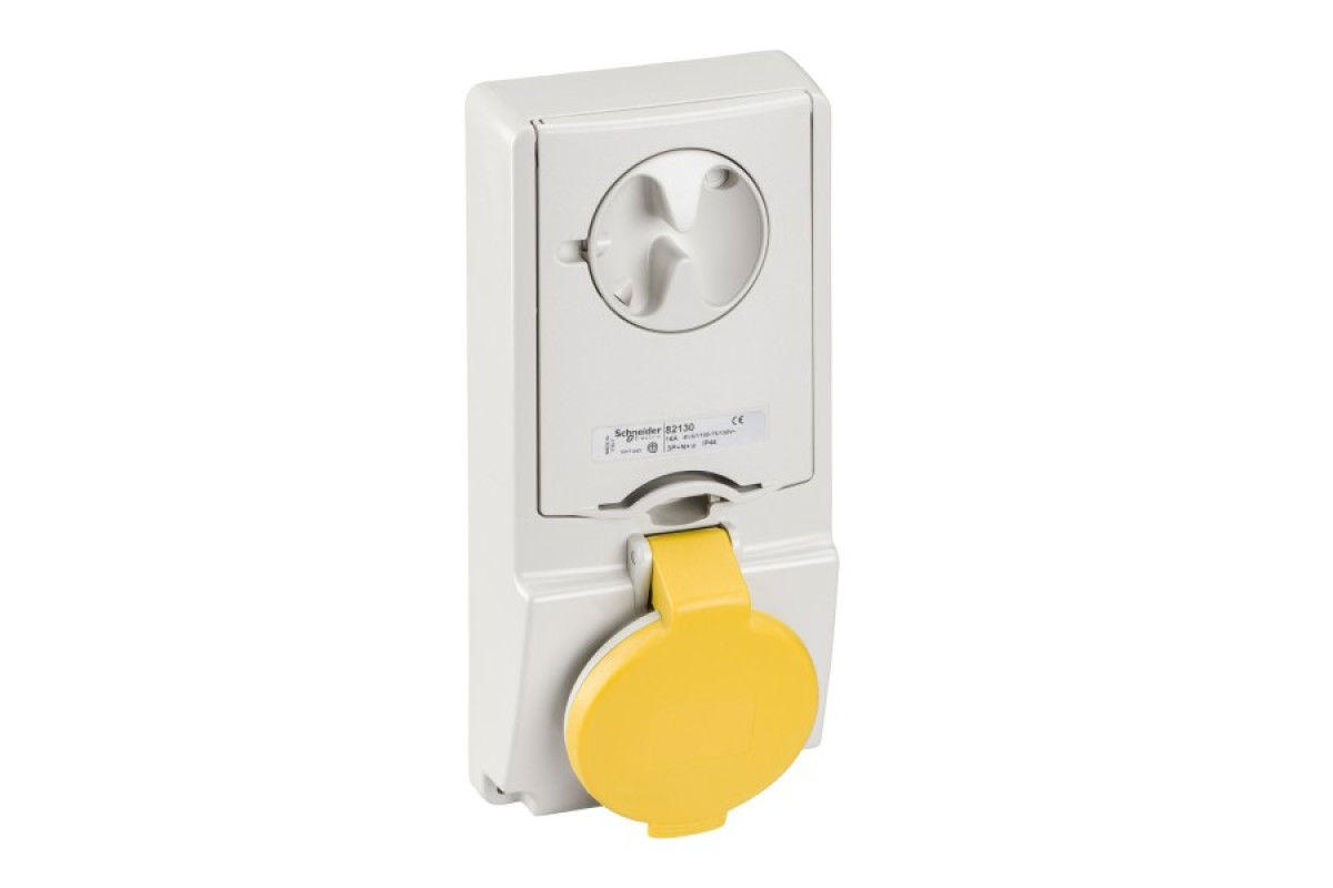 Розетка Unika с блоком - 16 A - 2P + E - 100...130 V AC - IP44 - panel (82128)