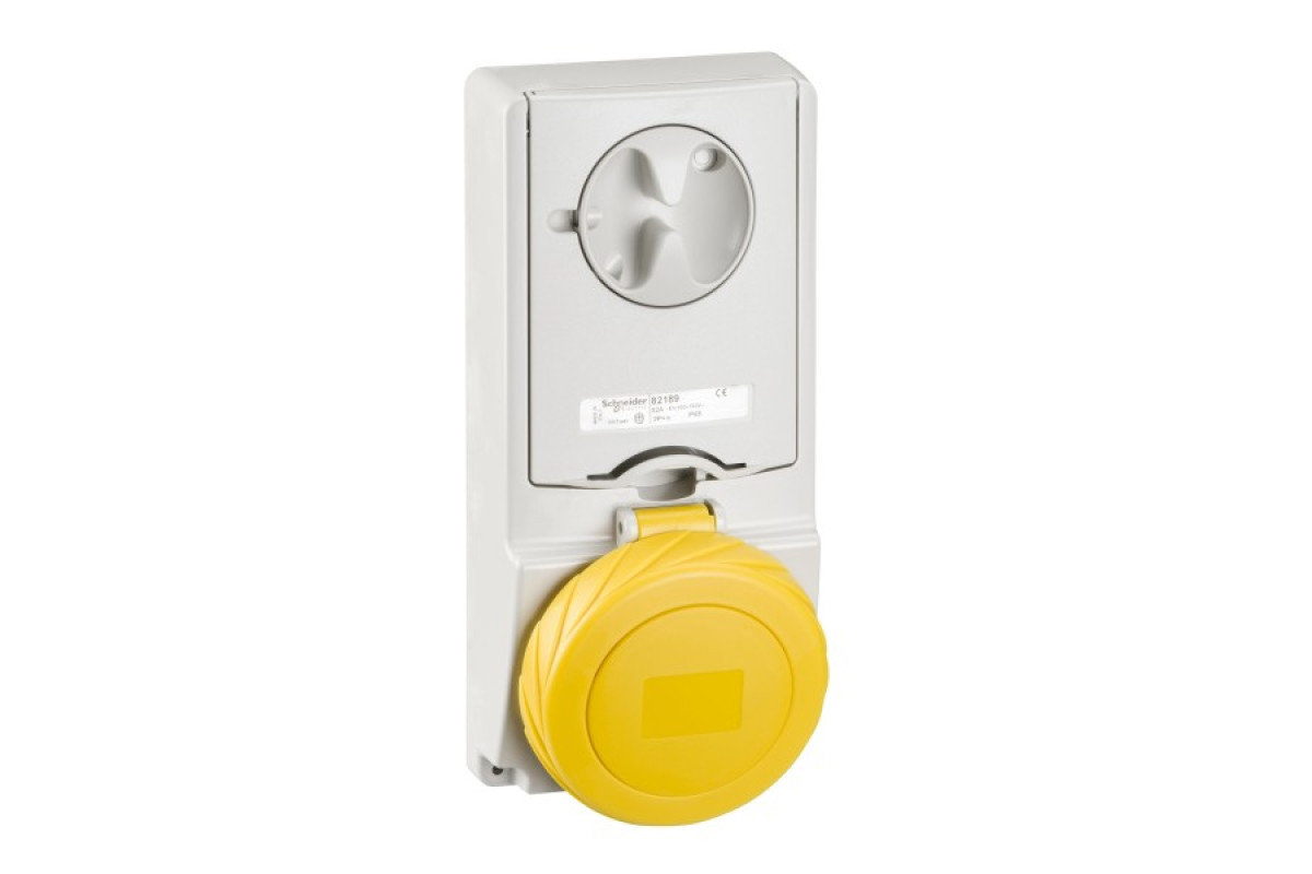 Розетка Unika с блоком - 32 A - 2P + E - 100...130 V AC - IP65 - panel (82189)