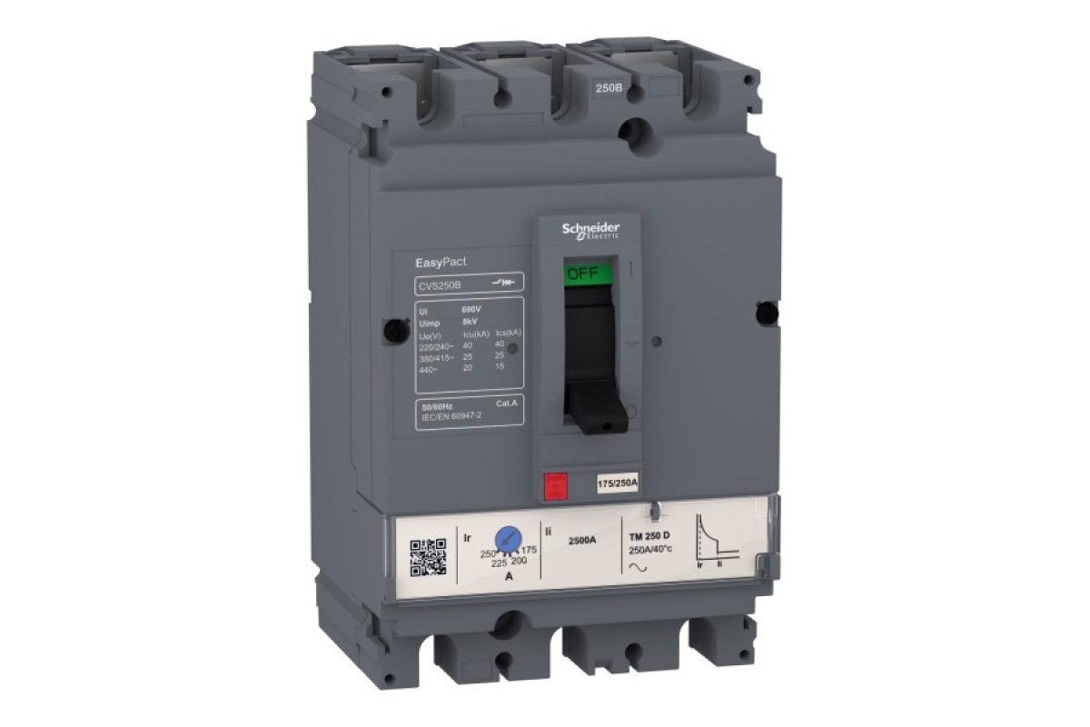 Автоматический выключатель в литом корпусе EasyPact CVS250B TM200D 3P3D (LV525302)