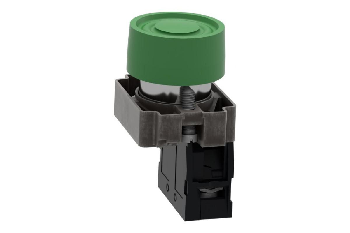 Кнопка, Easy Harmony XB2, металлическая, зеленая, пружинный возврат, 1NO (XB2BP31C)