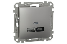 USB розетка, Sedna Design & Elements, тип A+C, 3A, 21 Вт, алюминий (SDD113405)