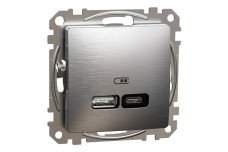 USB розетка А+С, мат алюминий (SDD170405U)