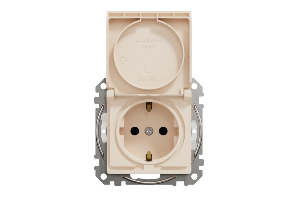 Розетка с заземлением, со шторками, с крышкой IP44 Бежевый Sedna Design (SDD212024)