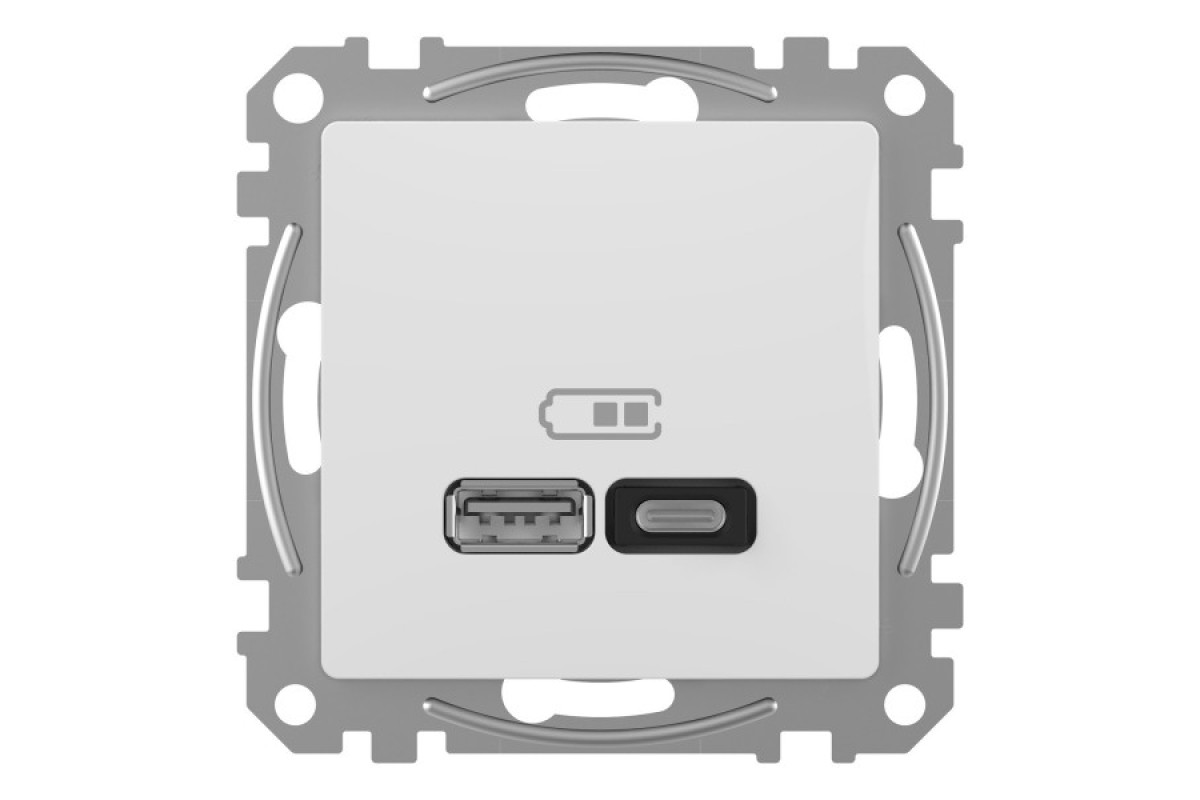 USB розетка A+C, 3 A, 45 Вт, Белый Sedna Design (SDD111404)