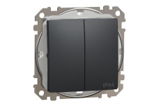 Двухклавишный выключатель IP44, 10А, Черный Sedna Design (SDD214105)