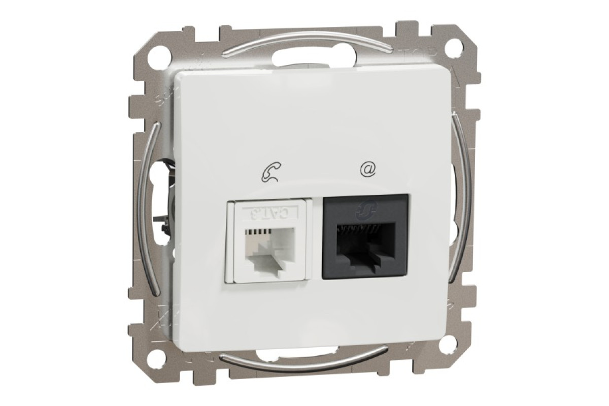 Розетка телекоммуникационная RJ45+RJ11 6UTP, белый, Sedna Design & Elements (SDD111468)