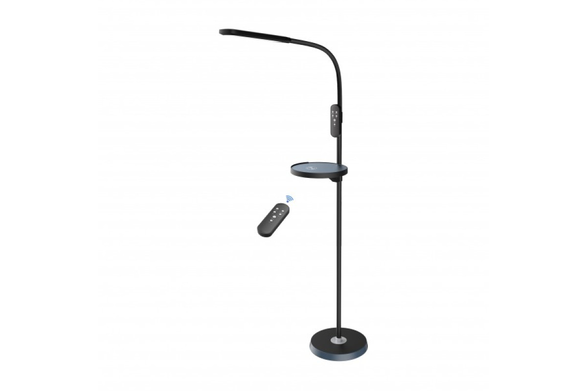 Светодиодный LED торшер NORMAN- C черный 15W беспроводная подзарядка (046-005-0015-020)